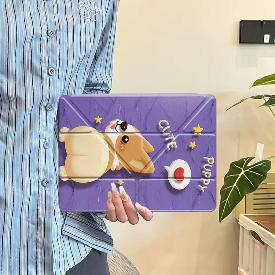 Holder Cover Tablet Case For iPad Pro 11th 10th 9th 8th 7th 12.9inch Mini 6 7 Pro 2025 Air 4 5 M3 M2 1 2 M4 11inch Cute Dog