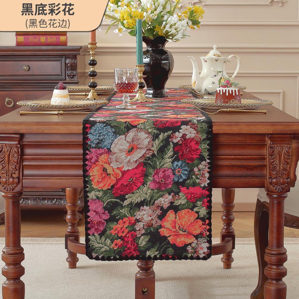 Table Runner Cotton Linen Rectangle Tabletop Decoration Embroider Tablecloth for Wedding Kitchen Holiday Party Home Decor