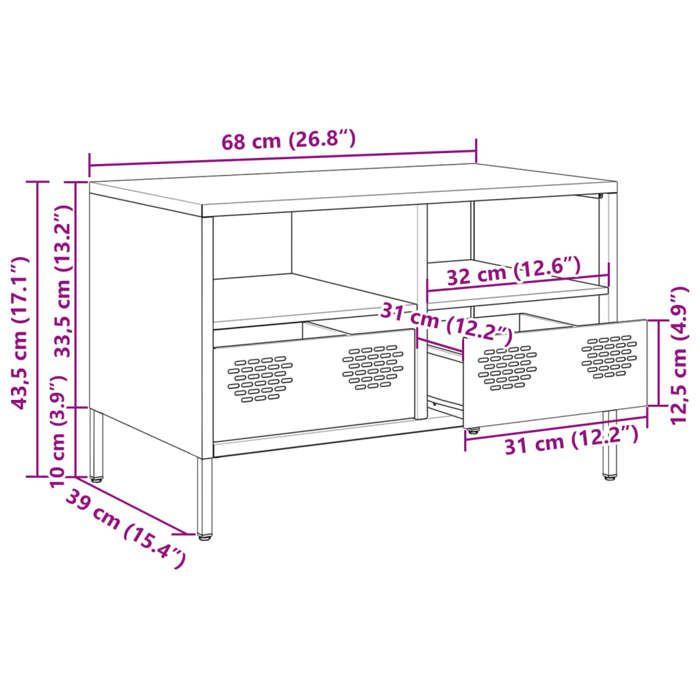 VidaXL TV Cabinet Black 68x39x43.5 Cm Cold-rolled Steel 851316