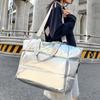 Large Capacity Quilted Nylon Tote Bag for Women Winter Spacious Women's Shoulder Bag for Gym Yoga Shopping Solid Color Padded Space Handbags for Women