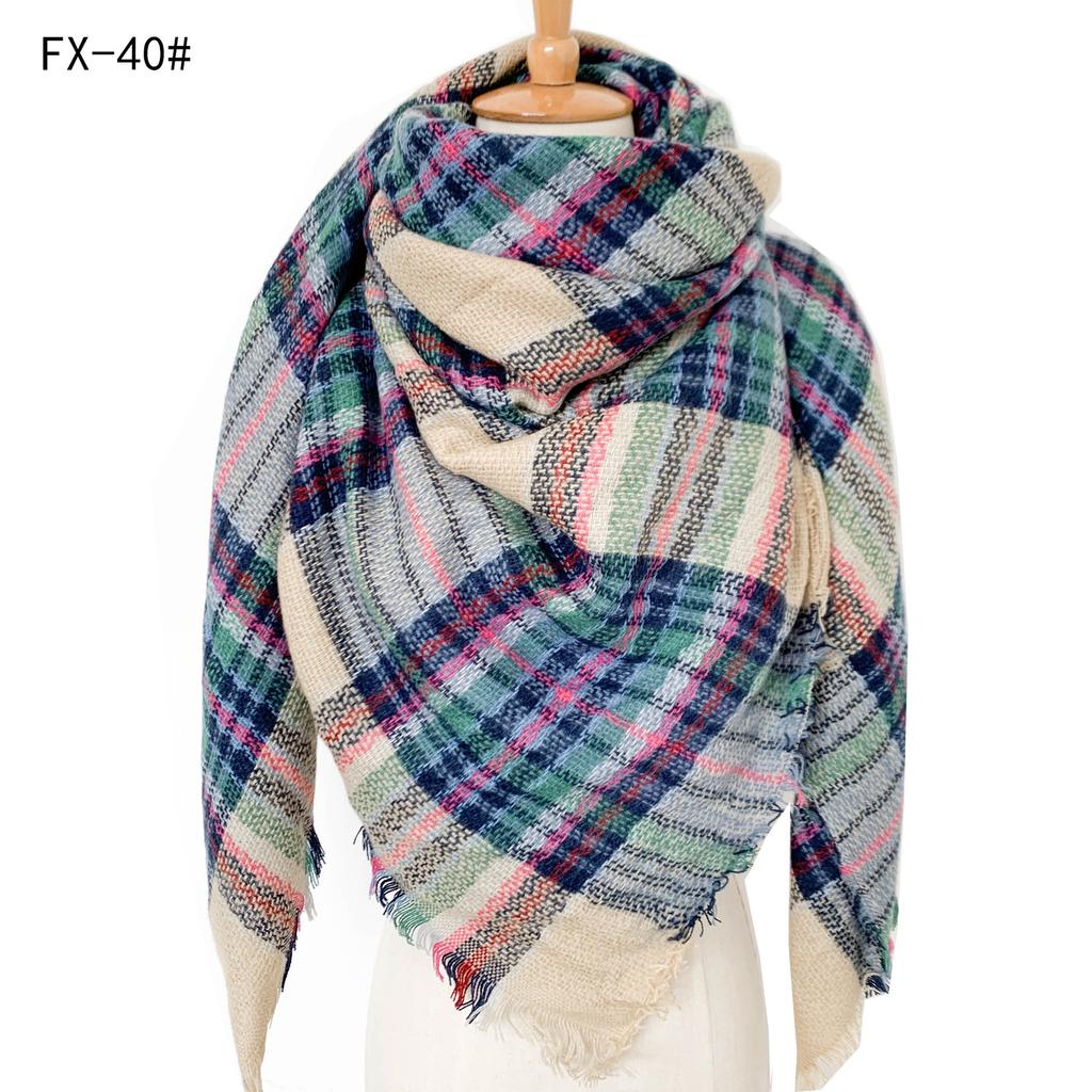 Factory Direct Sales Foreign Trade Autumn/winter New Neck Scarf, Imitation Cashmere Acrylic Black Beige Plaid Square Scarf, Women's Shawl