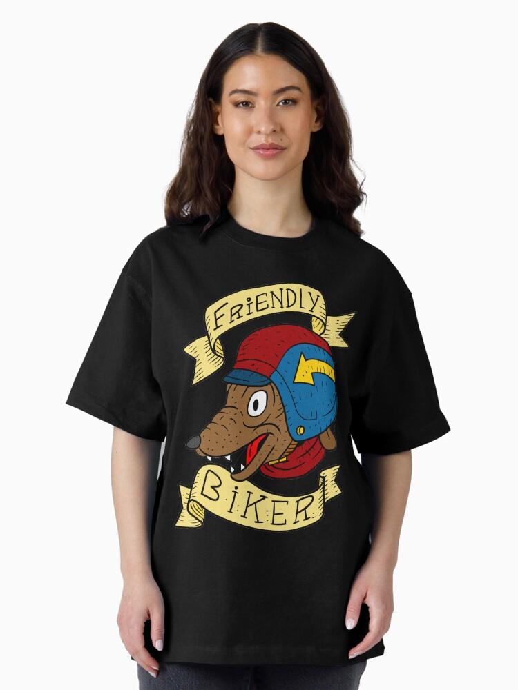 Biker Mice from Mars friendly biker with a helmet. wolf dog. Oversized T-Shirt