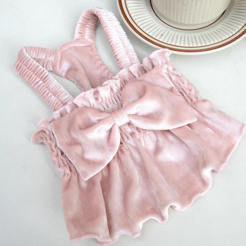 

Winter Dog Clothes Pajama Dress Puppy Skirt Chihuahua Yorkshire Pomeranian Shih Tzu Maltese Bichon Poodle Pet Clothing Costumes XXS розовый