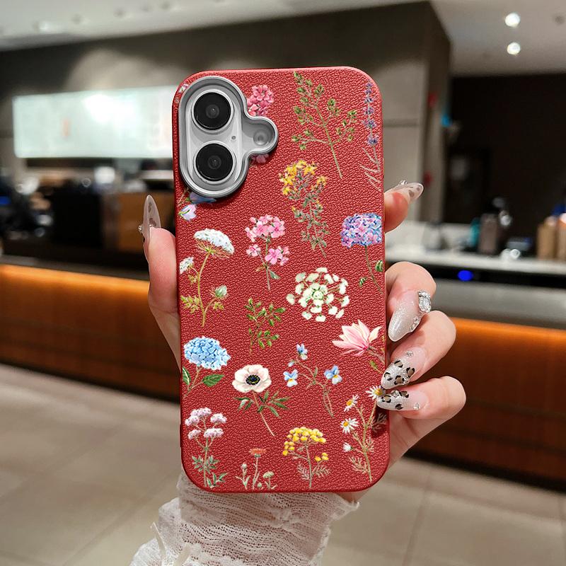 Nárazuvzdorné měkké TPU barevné květinové pouzdro na telefon pro iPhone 16 Pro 15 14 Plus 13 12 Pro Max 11 kožená textura, jednobarevný tenký kryt
