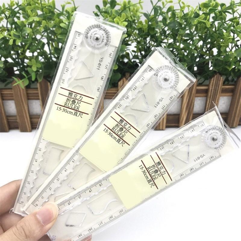 Clear Foldable Plastic Ruler With Sliding Cutting Edgeds For Accurate Paper Trimming Office School Art Projects
