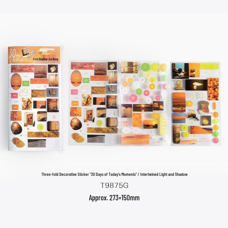 

Three-Fold Decorative Stickers: 30 Days of Moments Series for Simple Planner Marking