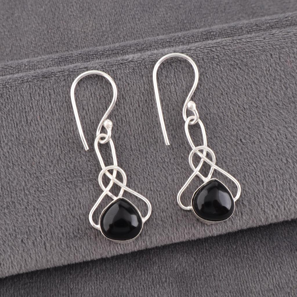 Black Tourmaline Earrings Gemstone Jewelry, 925 Solid Sterling Silver Earrings, Handmade Amazing Earrings Jewelry