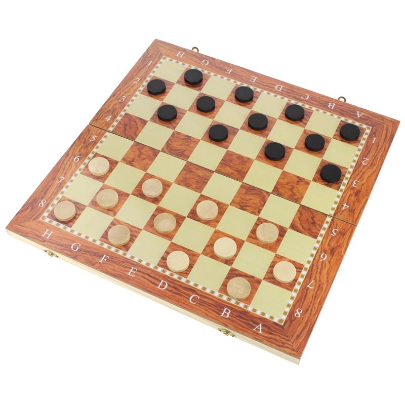 Classic Wooden Chess Board Game 3-in-1 Checkers Backgammon 48X48 Cm