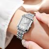 Fashion Watch and Rhinestone Bracelet Set Rectangle Ladies Wristwatches Girls Clock  Festival Gift