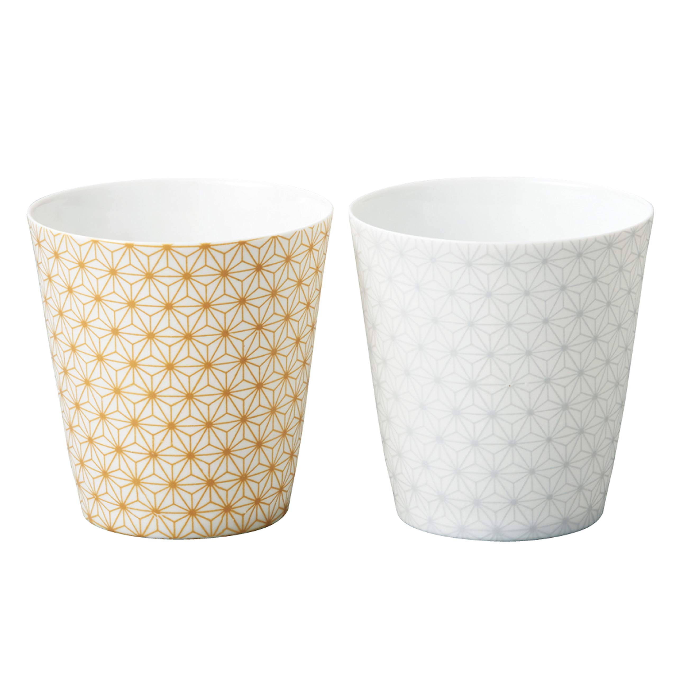 

Dolce Duo Pair of Glass Cups with Traditional Japanese Hemp Leaf Gift Set Pattern, Lightweight, Design, 390ml, (CS-1526)