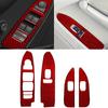 For Cadillac CTS 2008-13 Red Carbon Fiber Window Switch Interior Cover Trim 4pcs