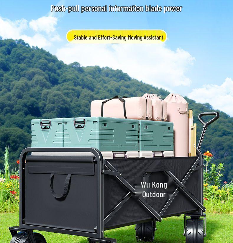 Portable Foldable Camper Van Cart: Hand-Pulled Travel Trailer for Kids, Outdoor Use.