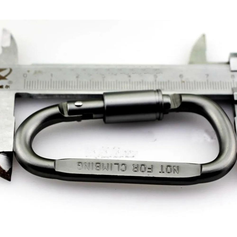 Tactical D Shape Keychain Hook Buckle Clip Carabiner Hanging Fit Outdoor Silver Camping Survival Edc.