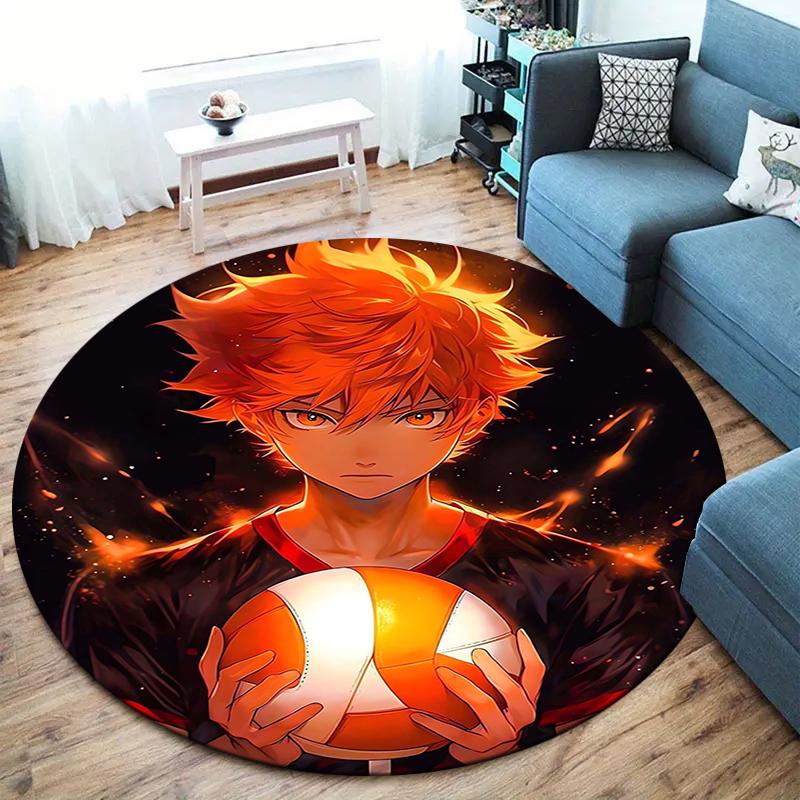 Beautiful anime Round Area Rug,Carpet Rug for Living Room Bedroom Sofa Playroom Decor,Non-slip Floor Mat 80cmx80cm