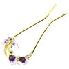[MiaoMiao] Kanzashi Hair Ornament for Japanese Clothing, Yukata, U-shaped, Formal Kimono, Metal, Antique, Butterfly Flower, Gold Hair Accessory