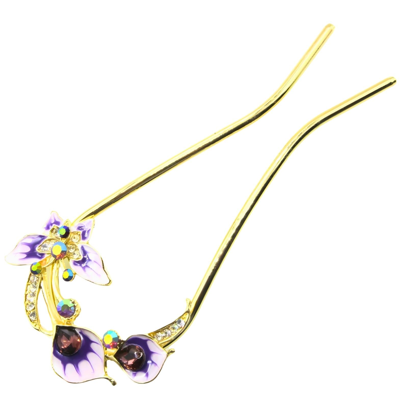 

[MiaoMiao] Заколка-канзаши для японской одежды, юкаты, U-образная, для формального кимоно, металлическая, антикварная, Цветок-бабочка, Золотой аксессуар для волос