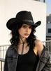 Cowboy Hat Western Male and Female Duck Tongue Fisherman Eaves Sunscreen Straw Hat Outdoor Shading Tourism Mountaineering Tibetan Self-operated