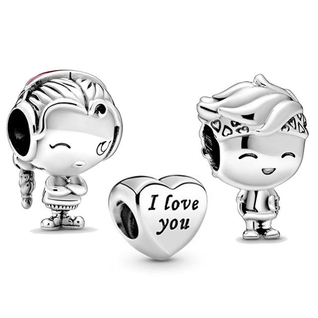 3pcs /Lot Family Series Boy Girl Grandparents Beads Pendant Fit Original Brand Charm Bracelets Necklaces For Women Jewelry Making