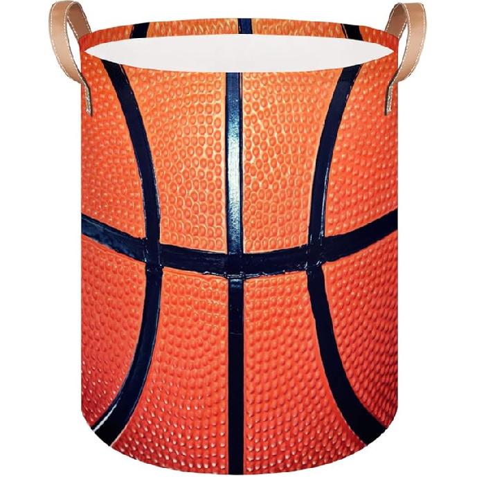 Bardic Large Laundry Basket Gaming Theme Laundry Hamper with Leather Handle, Game Controller Collapsible Organizer Basket Freestanding Tall Clothes