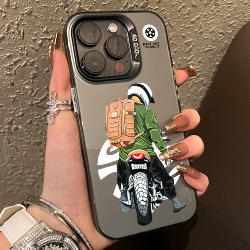 

Trend Cool Biker Motorcycle Matte Laser Phone Case For Mi 14 13 12 12T 13T Pro 11 Lite Poco F5 X5 X6 M6 Pro 4G Hard Cover Poco F5
