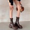 Platform High Heel Women Ankle Boots Fashion Thick Bottom Elastic Slim Female Short Booties