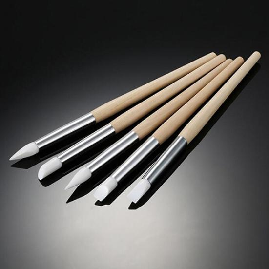 5Pcs Nail Art Tool Silicone Dotting Carving Emboss Craft Manicure Pen Brushes