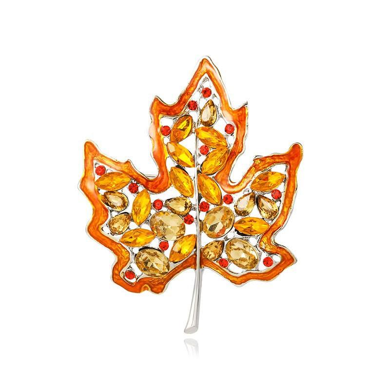 Heavy Industry Rhinestone Maple Leaf Brooch High-end Women's Exquisite Luxury High-end Niche Brooch Suit Coat Pin Accessories