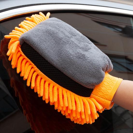 1 Stück Chenille-Auto-Waschhandschuh, dicker Plüsch, doppelseitiger Mikrofaserhandschuh für kratzfreie Reinigung, wasserdichtes Handpolster für Autodetailing