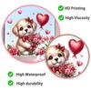 Dog Holding Flowers and Hearts Static Cling Window Stickers No Glue Needed for Bedroom Living Room Balcony Removable Reusable