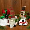 Christmas Plush Gnome Decoration Handmade Elf Dwarf Figurine with Knitted Hat Pine Branches Winter Stuffed Swedish Tomte Doll for Holiday Home