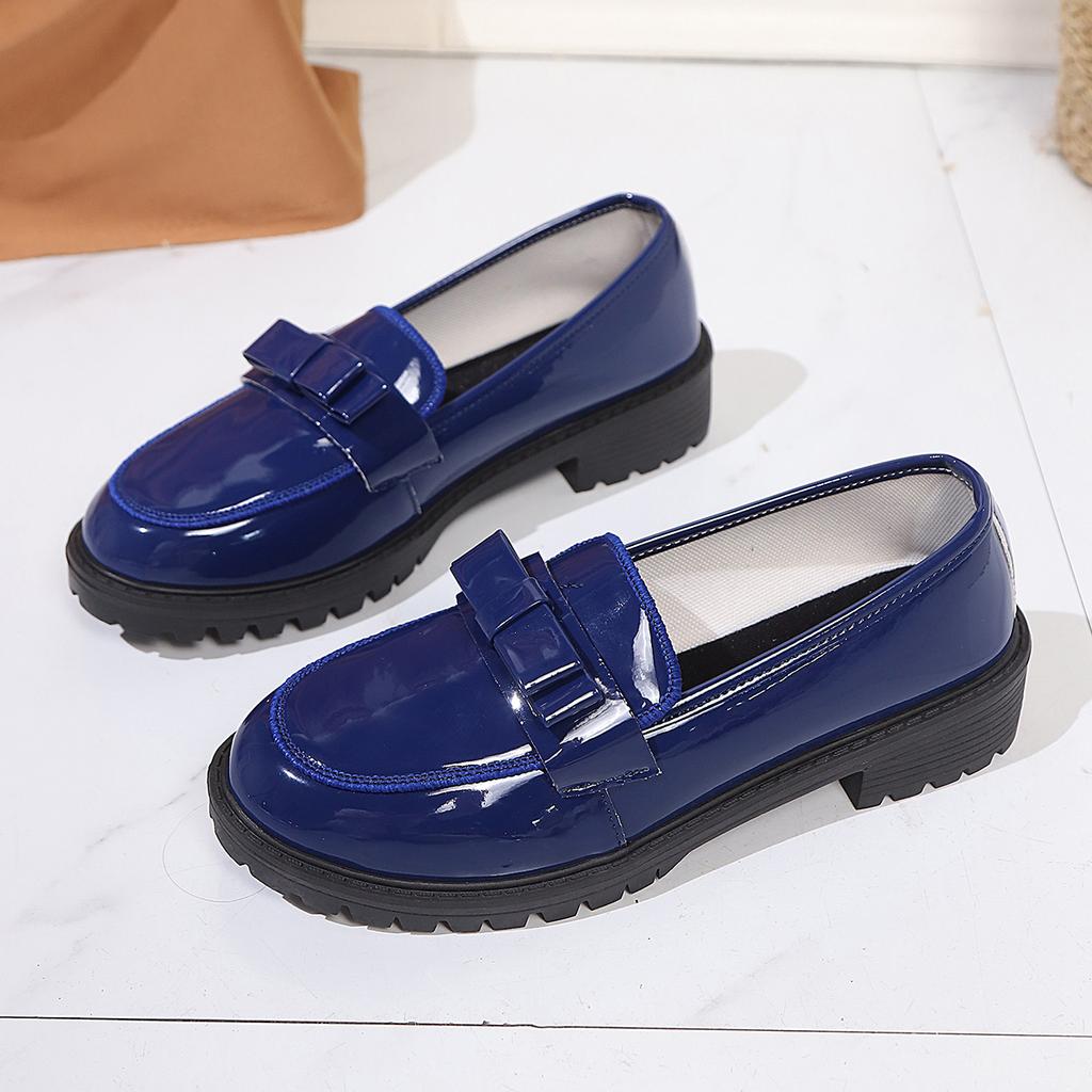 Fashion Round-toed Thick-soled Single-foot Versatile Women's Shoes, 2025 New Spring Leather Shoes, Genuine Loafers, Trendy