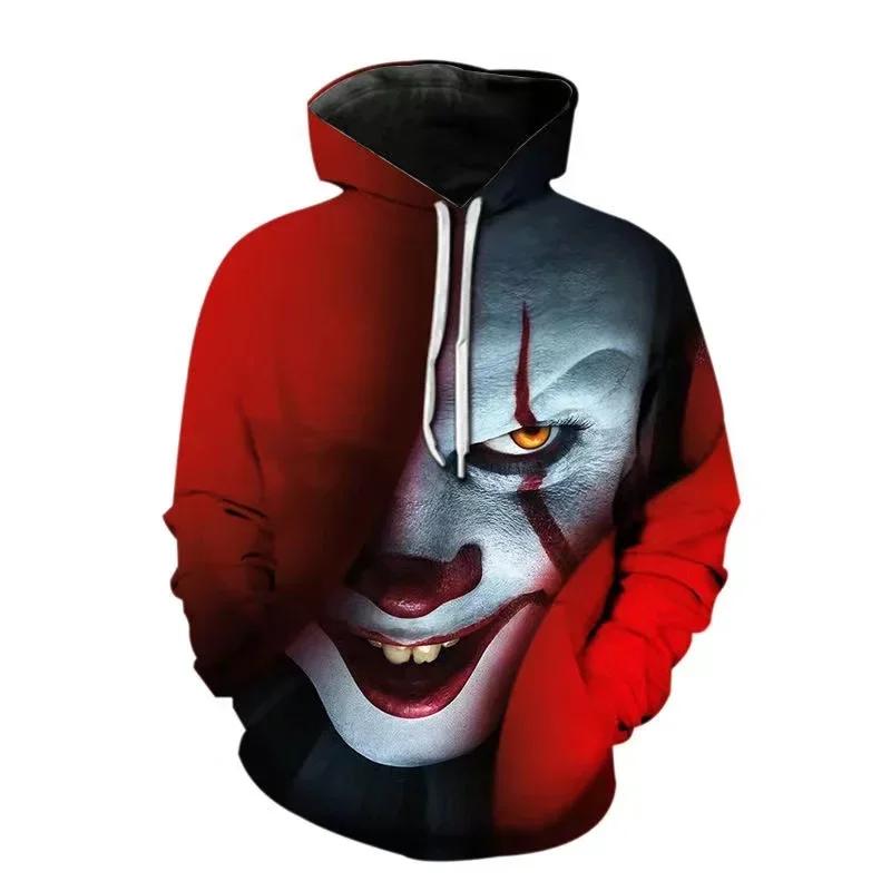 Autumn Men's Hoodie Clown Graphic Loose Fashion Pullover Clothing Casual Clothes Women Tops Sweatshirts