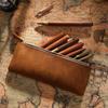 Vintage Echte Leder Reißverschluss Federmäppchen Rindsleder Schreibwaren Organizer Stifthalter Schreibutensilien Tasche Reiseaccessoire Tasche