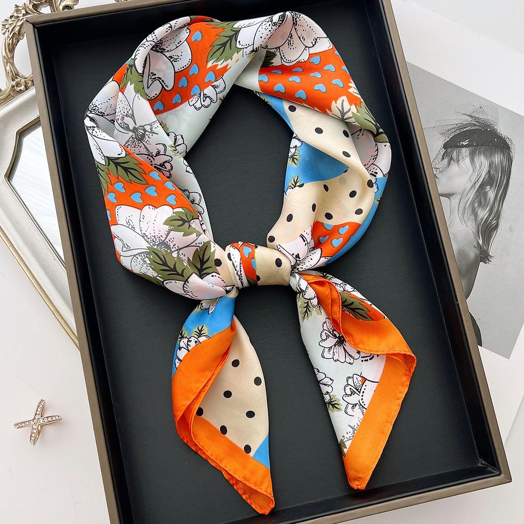 Luxury Print Square Silk Scarfs For Women Decorate Neck Ties Fashion 70*70Cm Kerchief Lady Summer Beach Hijab Female Neckerchief