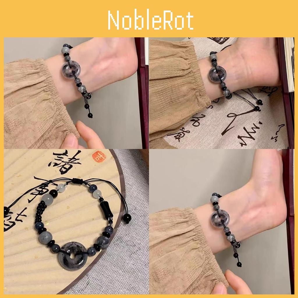 Distinctive Chinese Style Black Resin Stone Beaded Bracelet For Women