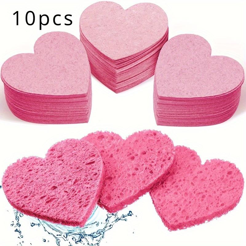 

10/20pcs Heart Shaped Facial Sponge with Container - A Natural Sponge Pad for Washing, Cleaning, Exfoliating, and Makeup Removal