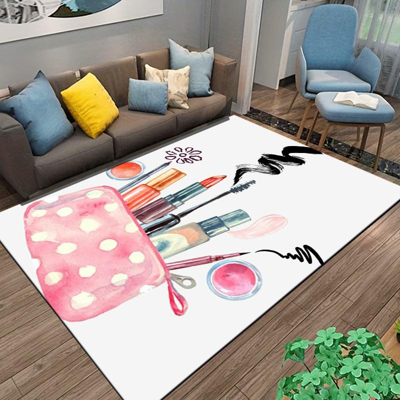 15 Sizes Hand painted makeup and cosmetics  Room Rug Street Fashion Carpet for Bedroom Living Room Floor Mat Home Decor Non-Slip