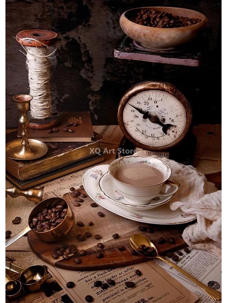 

Винтажные кофейные зерна, кофе-время, постеры, печать на холсте, настенные художественные картины для кухни, магазина, декора комнаты, безрамные подарки 21x30cm No Framed