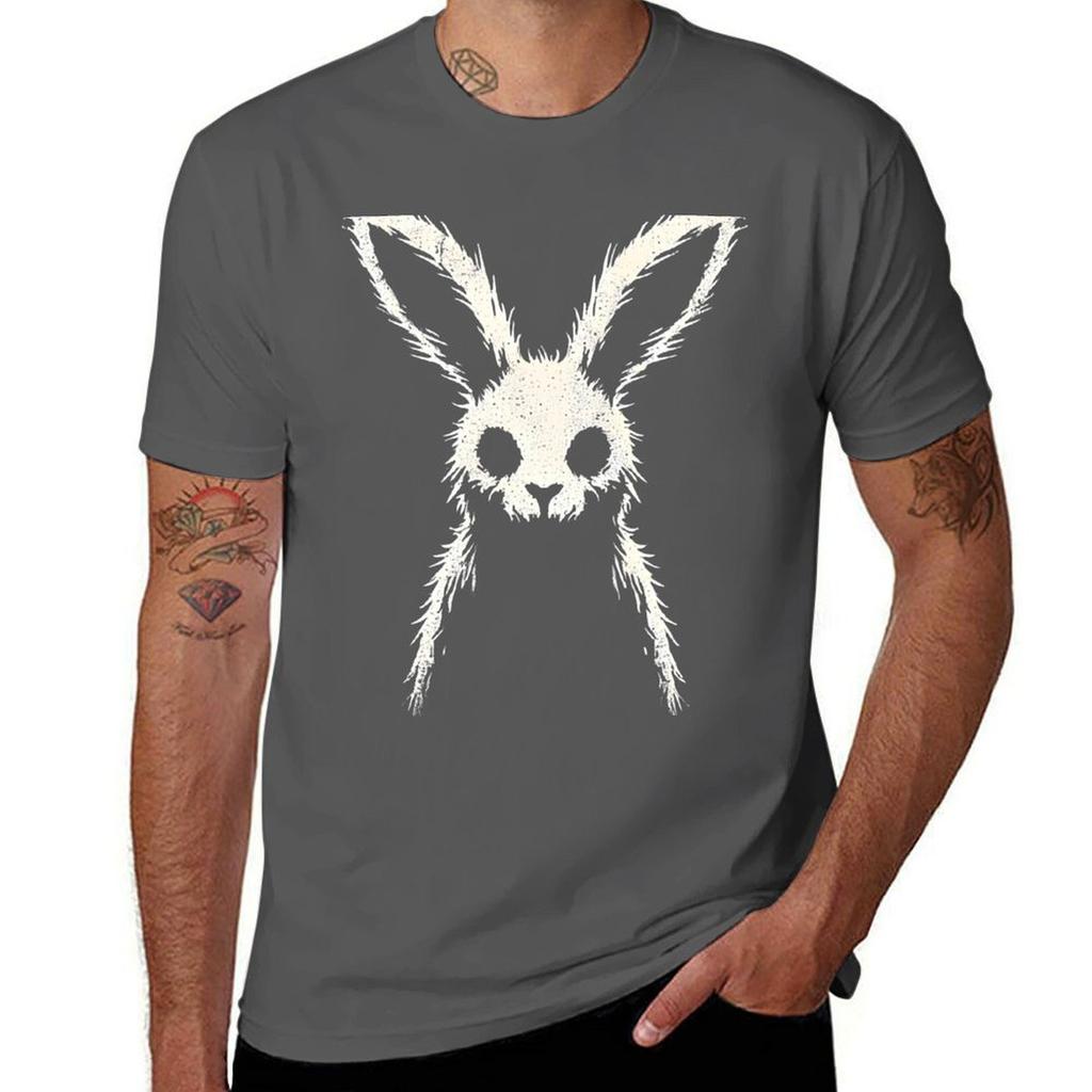 Creepy Cute Bunny Silhouette TShirt Big Size Crew Neck TShirt