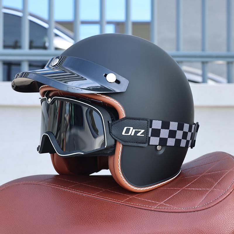 Orz-S68 Retro Motorcycle Helmet DOT Electric Male and Female Half Helmet Scooter Customized 3/4 Helmet for All Seasons