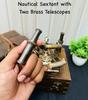 Nautical Brass Working Sextant With Two Telescope, Antique Maritime Navigational Instrument With wooden box, Navigational Sextant,