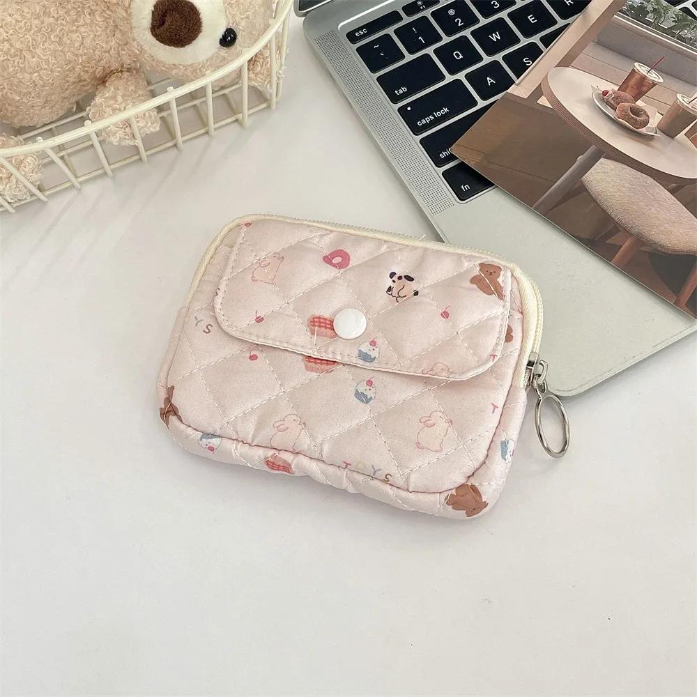 Cartoon Printing Mini Canvas Coin Purse Multifuctional Small Lipstick Bag Jewelry Packing Bag Card Holder