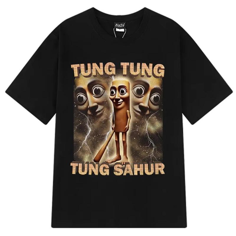 T-shirt Meme Chauve-souris de baseball drôle Tung Tung Sahur Vintage Vêtements Homme Style Mode T-shirts Unisexes Été T-shirts en Coton