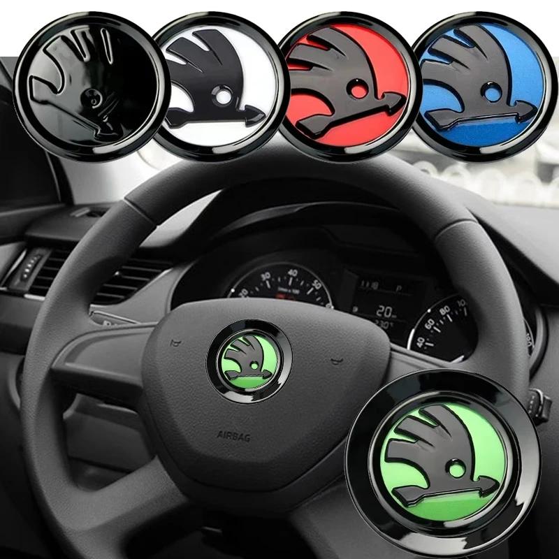 Car Steering Wheel Black Emblem for Skoda Superb RS Fabia Kodiaq Karoq Octavia A5 A7 Yeti Rapid Decorative Stickers Accessories xkzm13