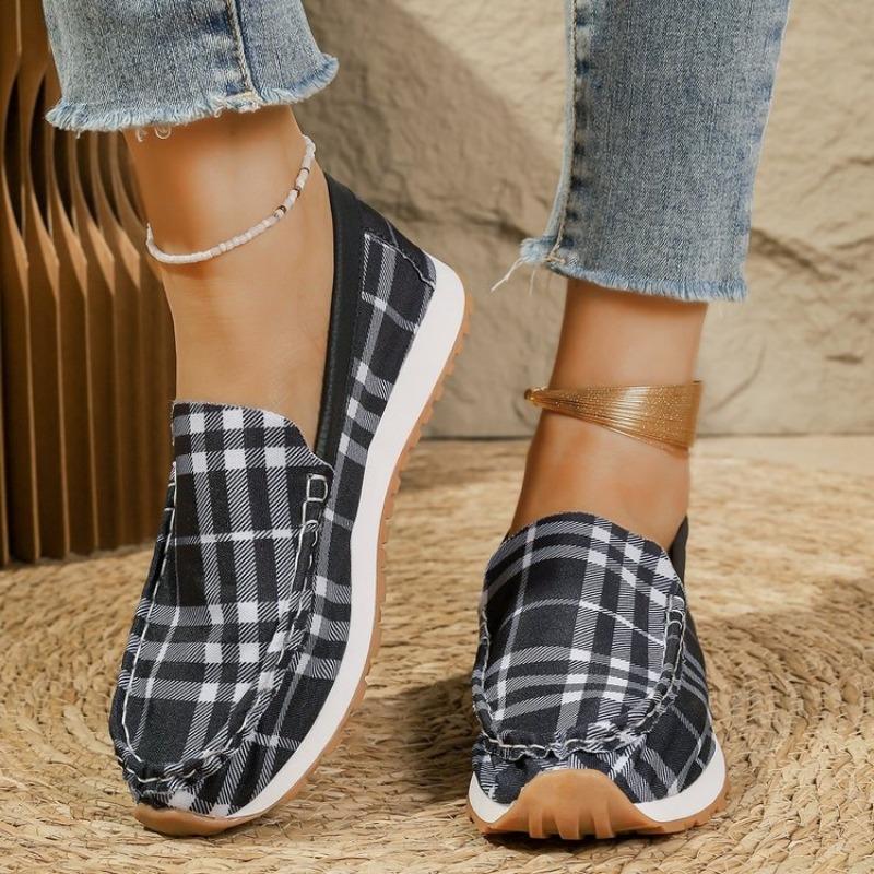 Fashion New Doudou shoes with high-end soft leather and soft sole, casual checkered leather shoes, lazy and trendy women's shoes