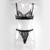Sexy Perspective Lingerie Lace Bra Bikini Pajamas Underwear Three-point Split Bra Briefs Set