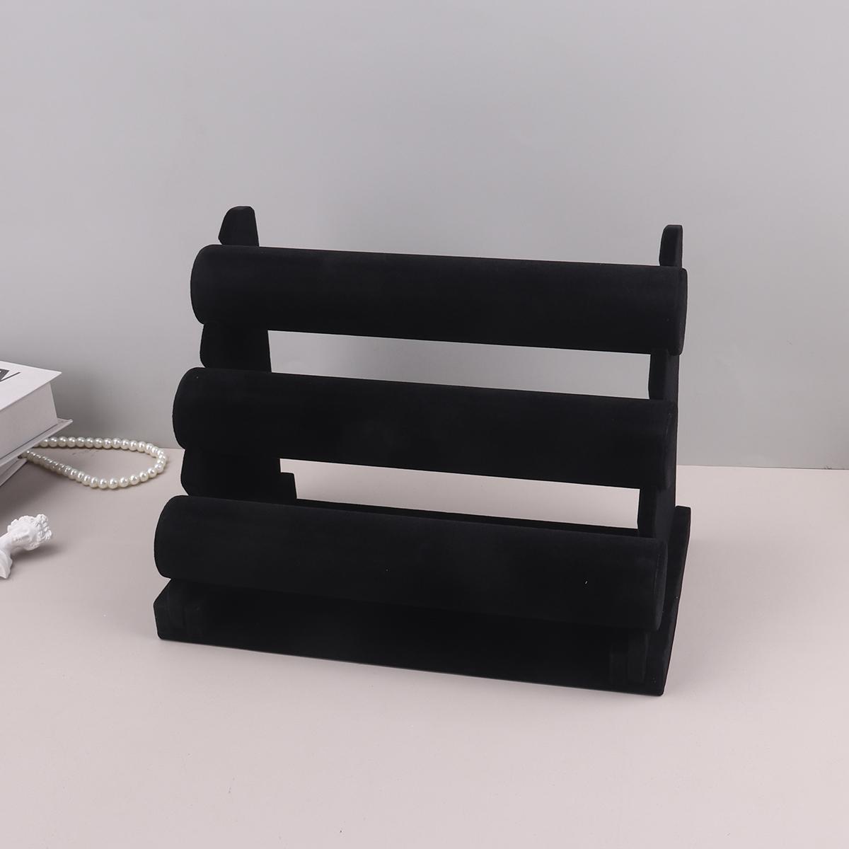 

Бархатный дисплей для хранения браслетов и ювелирных изделий, органайзер для часов с Т-образной перекладиной, жесткая подставка, дисплей для браслетов и ювелирных изделий чёрный
