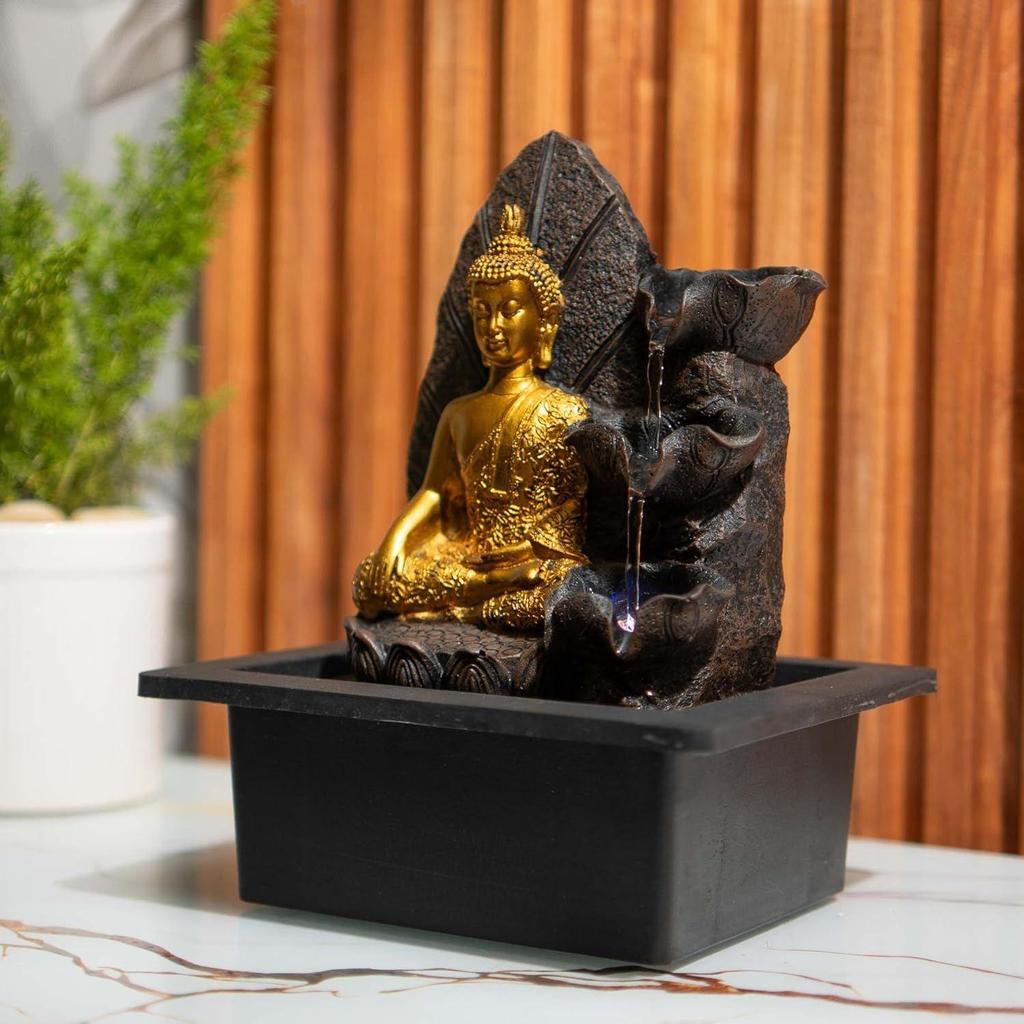 Mini Meditating Buddha Water Fountain for Table Decor, Gift Items, Indoor Home Décor