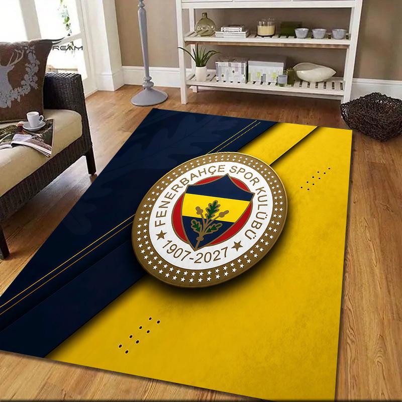 Fenerbahçe Flannel Pattern Square Carpet,Area Rug,Carpet Rug for Living Room Bedroom Sofa Playroom Decor,Non-slip Floor Mat