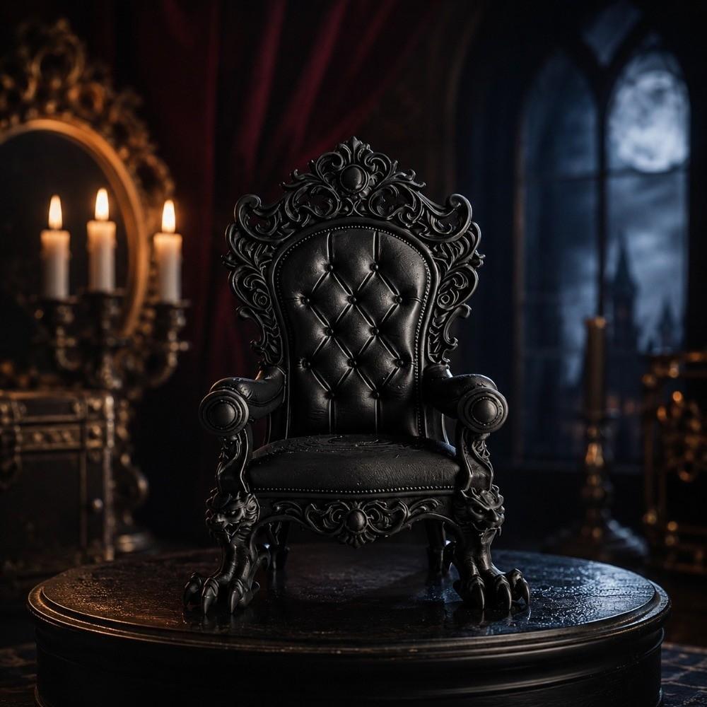Vintage Mini Gothic Throne Display Chair 3D Printed Dollhouse Seat Furniture Atmosphere Ornament